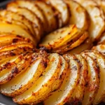 Crispy air fryer sliced potatoes served on a plate