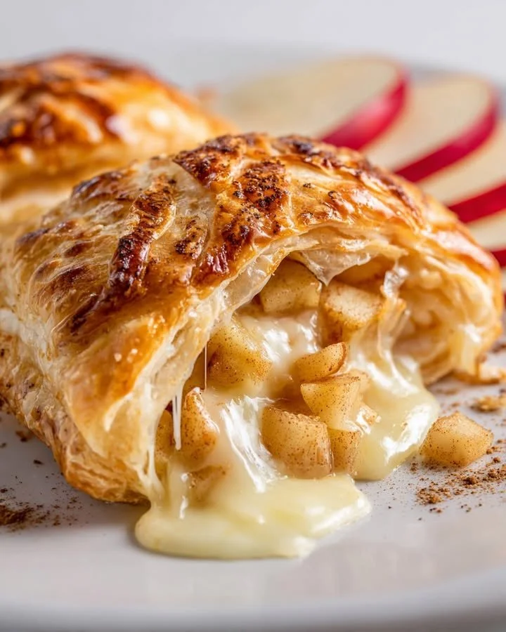 Apple Pie Brie Bomb served with a crispy pastry shell and warm apple filling