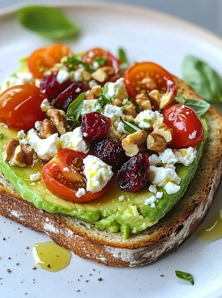 Delicious Avocado Feta Toast with creamy avocado and feta cheese on crispy bread