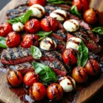 Balsamic Grilled Flank Steak Caprese with fresh tomatoes and basil
