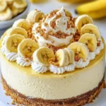 Delicious banana pudding cheesecake with layers of cream and bananas