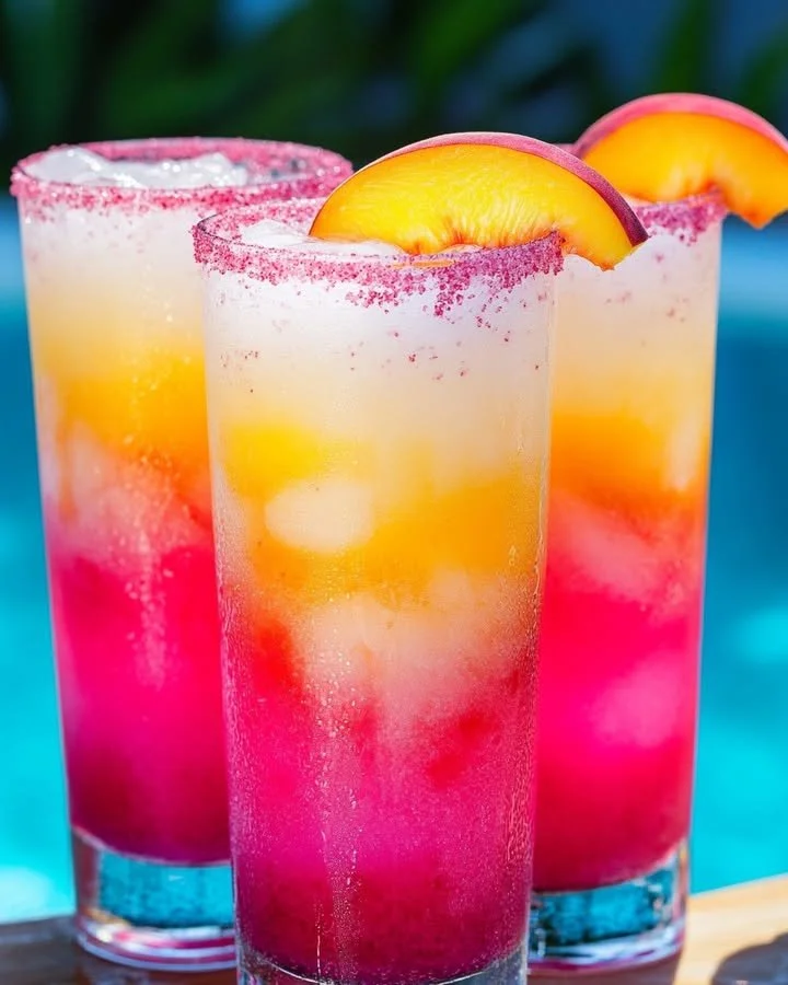 Refreshing Beach Peach Lemonade in a glass with peaches and lemons