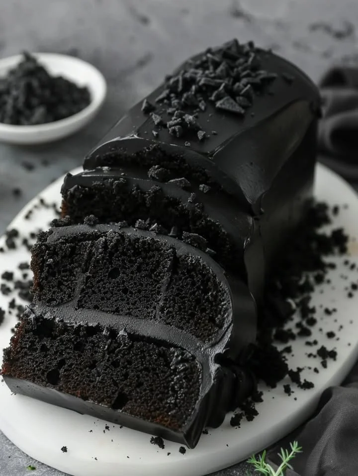 Delicious Black Velvet Cake Roll with cream filling on a white plate