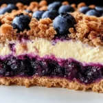 Delicious Blueberry Cream Cheese Crumb Cake with crumb topping