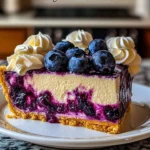Delicious Blueberry Swirl Cheesecake with fresh blueberries and cream cheese