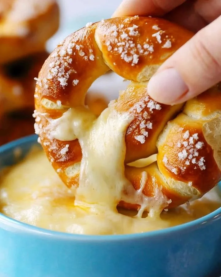 Buttery soft pretzels served with a delicious cheese dip