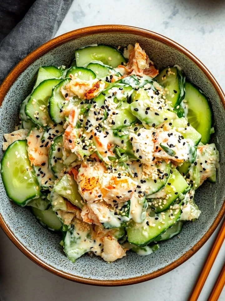 California Roll Cucumber Salad with fresh ingredients and vibrant colors