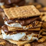 Delicious campfire s'mores with melted chocolate and toasted marshmallows