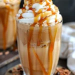 Delicious Caramel Frappuccino topped with whipped cream and caramel drizzle