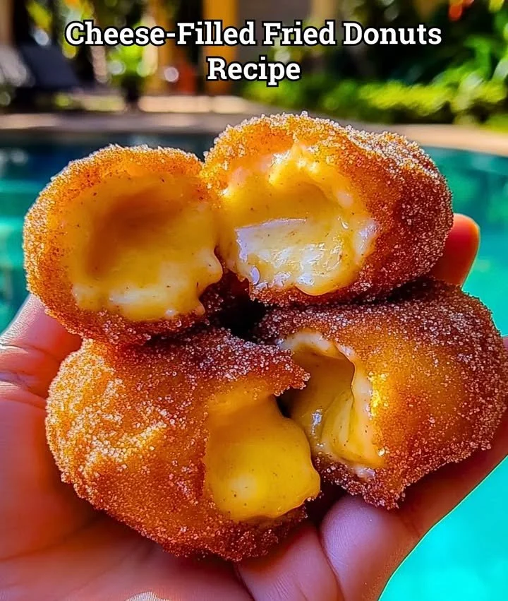 Cheese-filled fried donuts, golden brown and deliciously gooey inside.