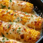 Cheesy garlic butter corn served in a bowl with herbs