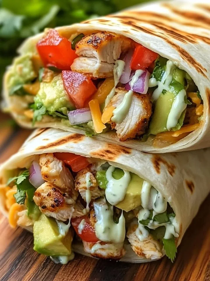 Delicious Chicken Avocado Ranch Burritos on a plate