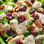 Delicious chicken salad with poppy seed dressing served in a bowl