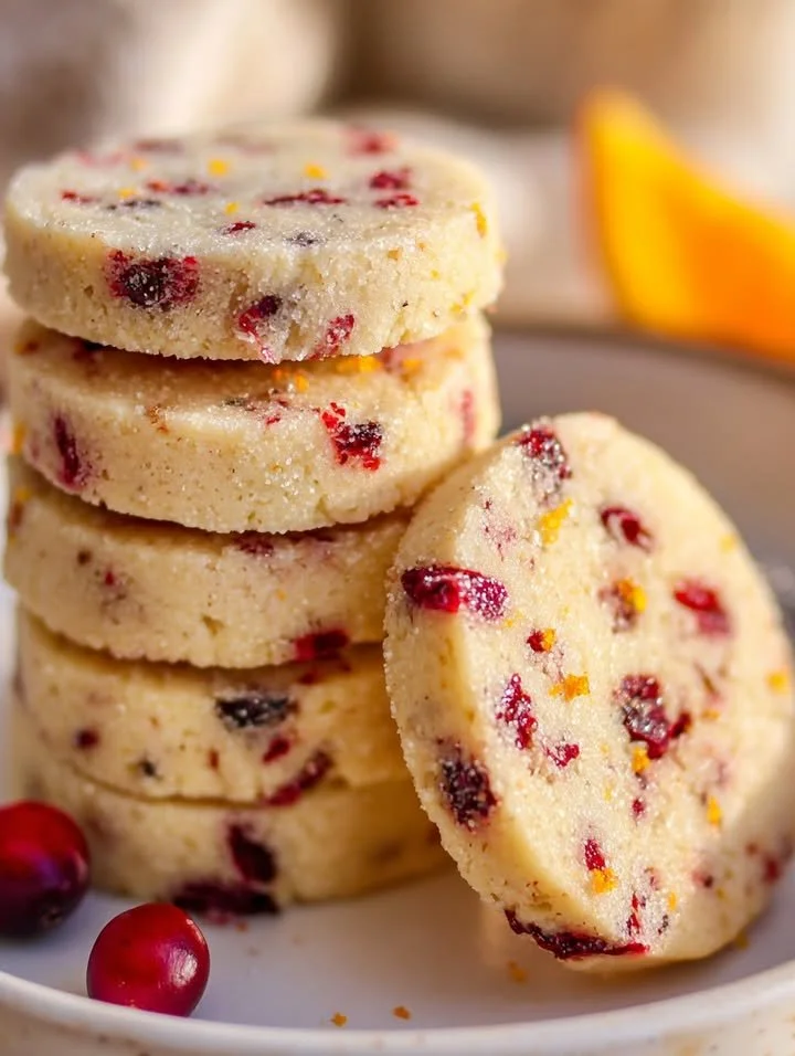 Citrus-kissed shortbread coins on a decorative plate