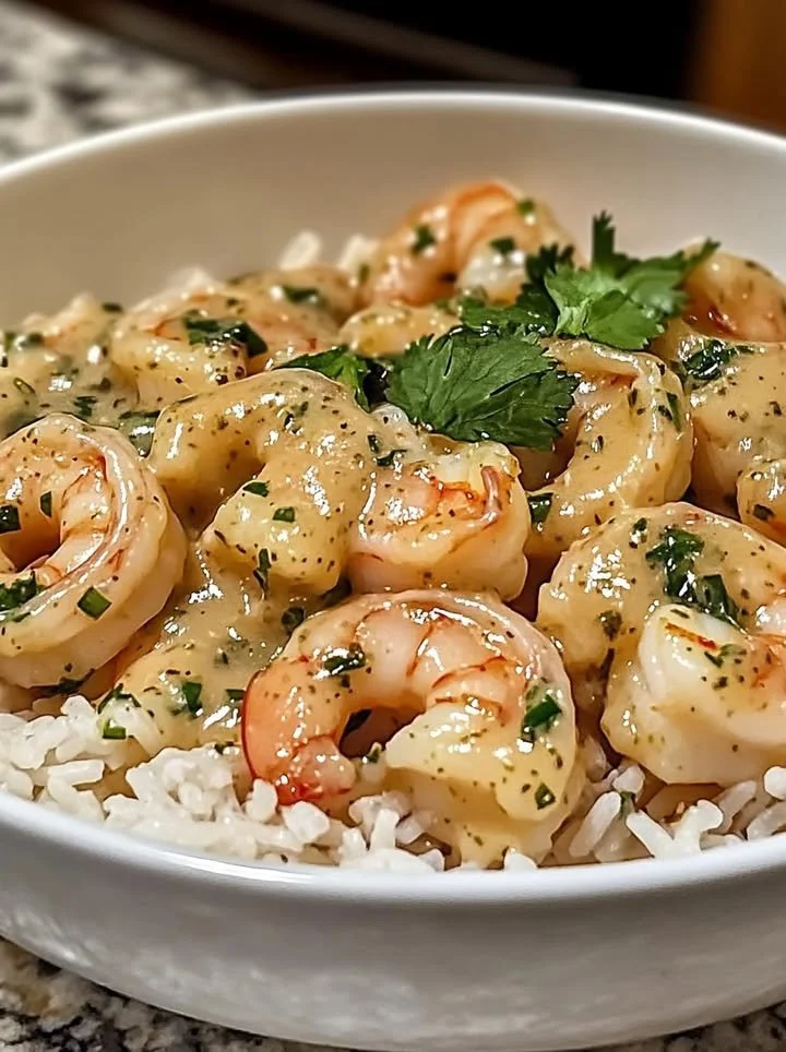 Delicious Coconut Lime Shrimp served with fluffy jasmine rice