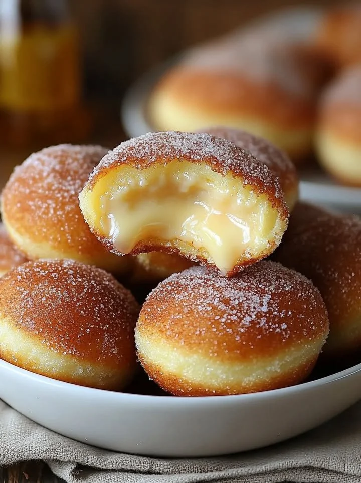 Condensed Milk and Cinnamon Doughnut Puffs served on a platter