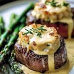 Delicious Crab-Stuffed Beef Tenderloin with Béarnaise sauce served elegantly