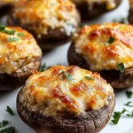 Delicious crab stuffed mushrooms ready to be served as a flavorful appetizer