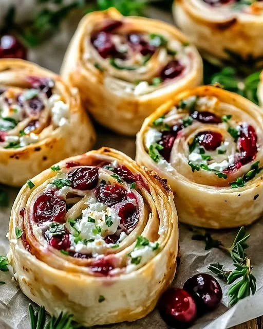 Cranberry Feta Tortilla Pinwheels on a serving platter
