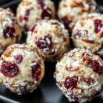 Cranberry Nut Cream Cheese Balls served on a platter, ideal for holiday appetizers.