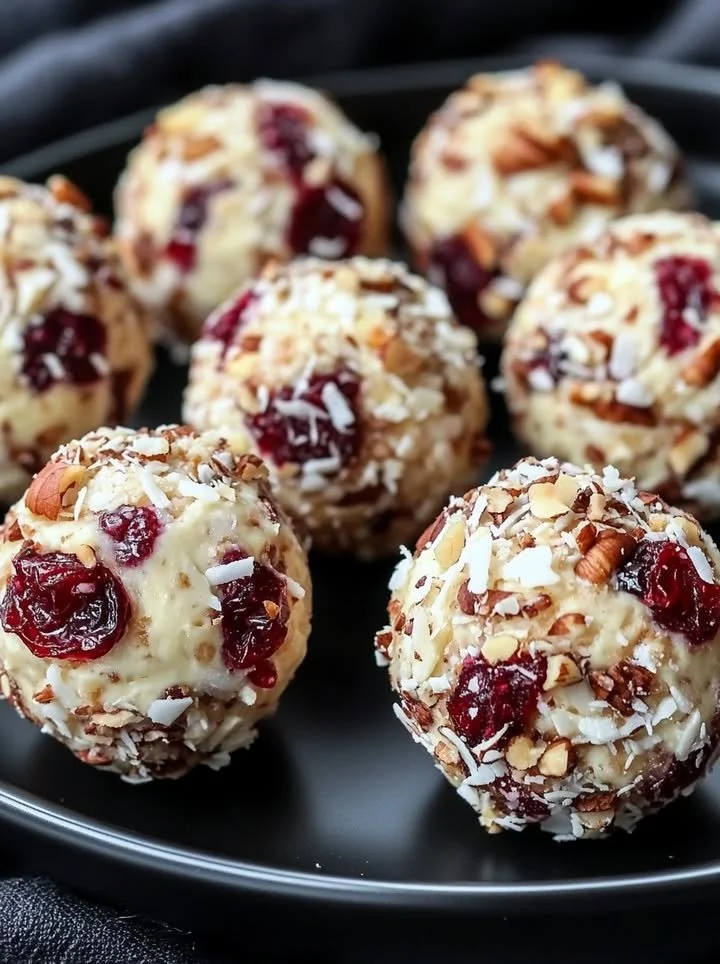 Cranberry Nut Cream Cheese Balls served on a platter, ideal for holiday appetizers.