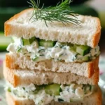 Creamy cucumber tea sandwiches served on a platter for afternoon tea