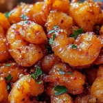 Crispy honey-glazed shrimp served on a plate with garnish