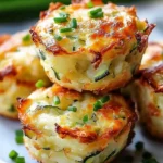 Crispy Parmesan zucchini potato muffins freshly baked and served on a plate