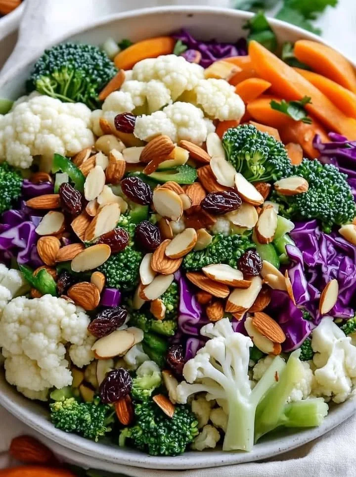 Bowl of crunchy detox salad featuring fresh vegetables and vibrant colors.