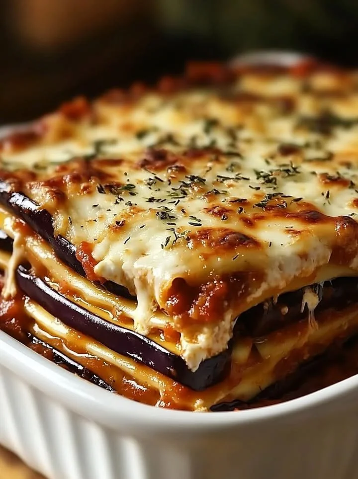 Easy eggplant lasagna dish, layered with fresh ingredients and baked to perfection.
