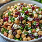 Feta and Cranberry Chickpeas drizzled with Lemon Vinaigrette