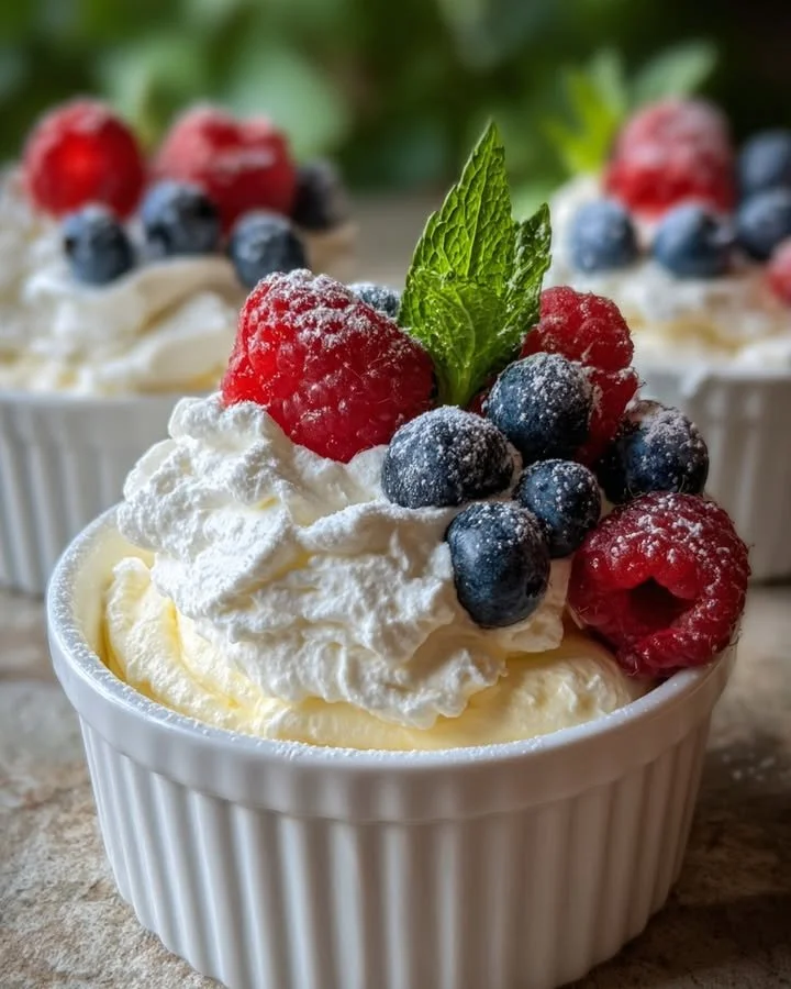 Frozen Limoncello Ricotta Cream Cups served in elegant dessert cups