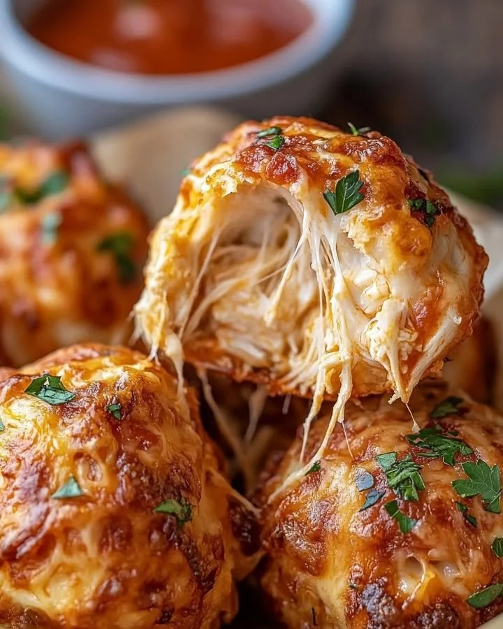 Garlic Butter Chicken Parmesan Bombs served on a plate