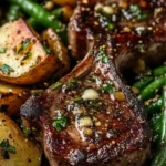 Juicy garlic butter lamb chops garnished with herbs and served on a plate