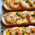 Garlicky shrimp ciabatta sandwich with melted cheddar jack cheese