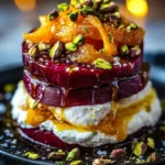 Golden Beet and Burrata Stacks adorned with Pistachio and Citrus Zest