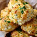 Golden Cheddar Bay Biscuits with garlic herb butter on a platter