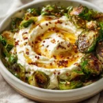 Hot Honey Whipped Feta served with Crispy Brussels Chips in a delicious appetizer.