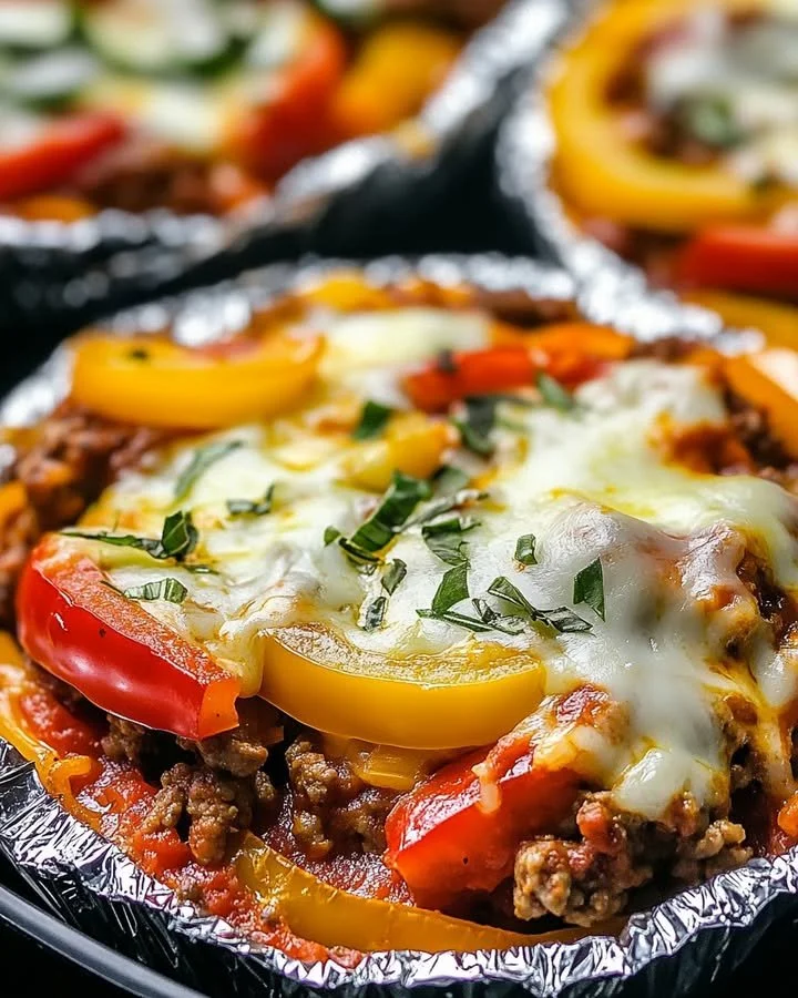 Low carb crustless pizza bowl with fresh toppings and melted cheese