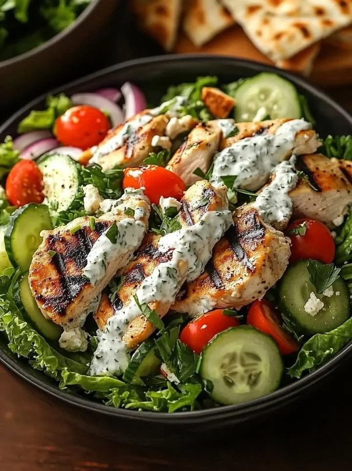 Delicious Tzatziki Chicken Salad with fresh ingredients and Mediterranean flavor