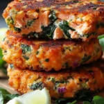 Mediterranean salmon patties served with fresh herbs and lemon wedges