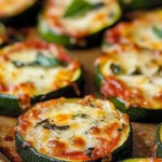 Mini zucchini crust pizzas topped with fresh ingredients and cheese