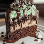 Mint Chocolate Chip Drip Cake with chocolate ganache and mint garnish