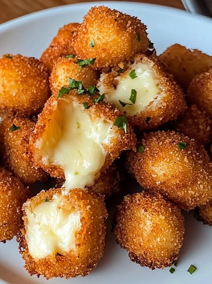 Crispy Mozzarella fried cheese bites served with marinara sauce
