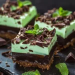 No-Bake Chocolate Mint Cheesecake Bites on a plate