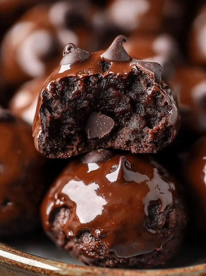 No-Bake Cottage Cheese Brownie Batter Protein Bites on a plate