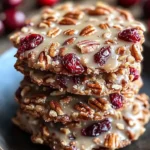 No-bake cranberry pecan praline cookies with nuts and cranberries