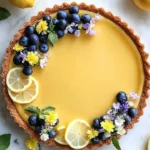 No-Bake Lemon Tart topped with fresh lemon slices and whipped cream