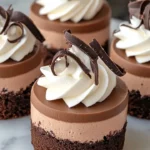 Delicious no bake mini chocolate cheesecakes topped with chocolate ganache