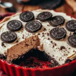 Delicious No-Bake Oreo Mud Pie topped with whipped cream and crushed Oreos